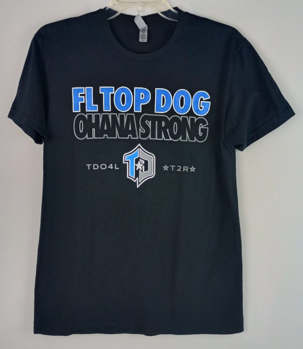 Next Level Apparel Mens S Black Florida Top Dog Ohana Strong Cheerleading Tshirt